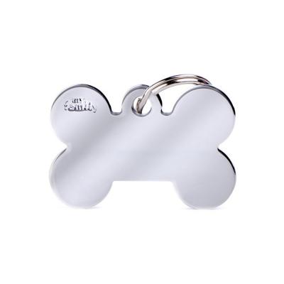 MyFamily Basic Big Bone ID Tag in Chrome-Plated Brass