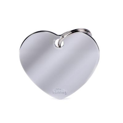 MyFamily Basic Big Heart ID Tag in Chrome-Plated Brass