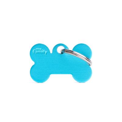 MyFamily Basic Small Aluminum Light Blue Bone ID Tag