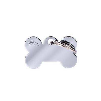 MyFamily Basic Small Bone ID Tag in Chrome-Plated Brass