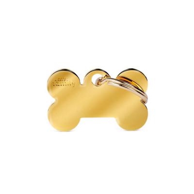 MyFamily Basic Small Bone ID Tag in Gold-Plated Brass