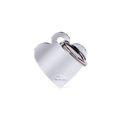 MyFamily Basic Small Heart ID Tag in Chrome-Plated Brass