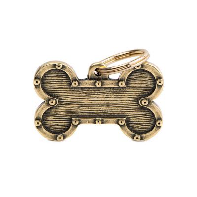 MyFamily Bronx Big Futuristic Bone ID Tag in English Brass