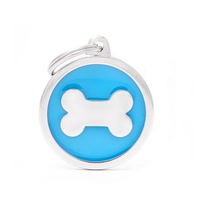 MyFamily Classic Big Light Blue Circle with Bone ID Tag