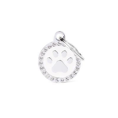 MyFamily Glam White Paw ID Tag with Rhinestones