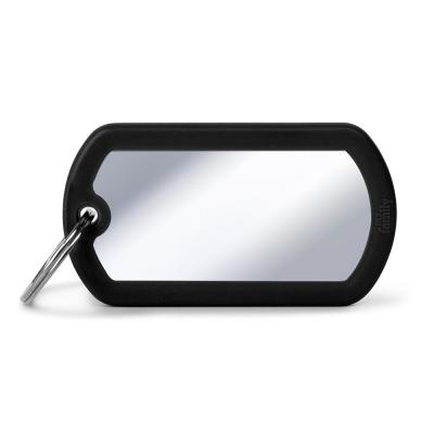 MyFamily Hushtag Big Chrome-Plated Brass Military ID Tag with Black Rubber