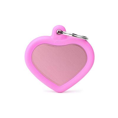 MyFamily Hushtag Pink Aluminum Heart ID Tag with Rubber