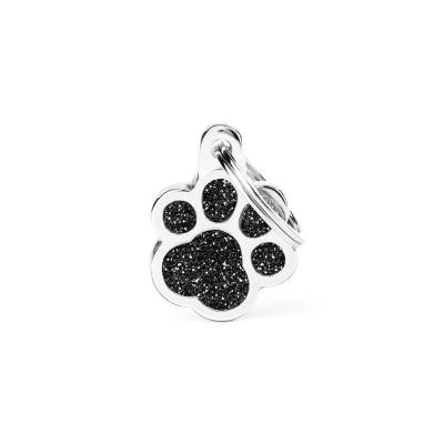 MyFamily Shine Black Glitter Paw ID Tag