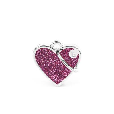 MyFamily Shine Small Pink Glitter Heart ID Tag