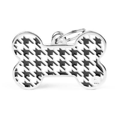 MyFamily Style Pied de Poule XL Black Bone ID Tag