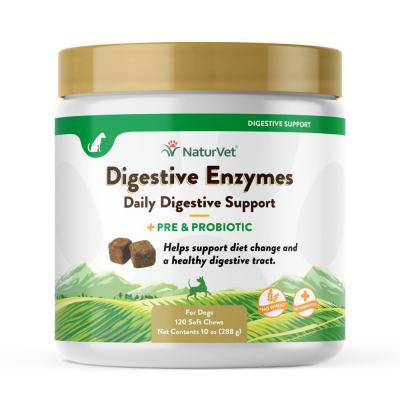 NaturVet Digestive Enzymes Plus Pre & Probiotic Soft Chew 120 Count