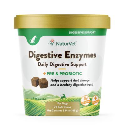 NaturVet Digestive Enzymes Plus Pre & Probiotic Soft Chew 70 Count