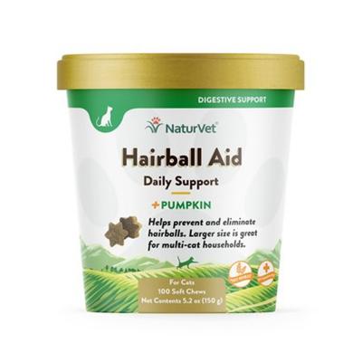 NaturVet Hairball Aid Supplement Plus Pumpkins for Cats 100ct