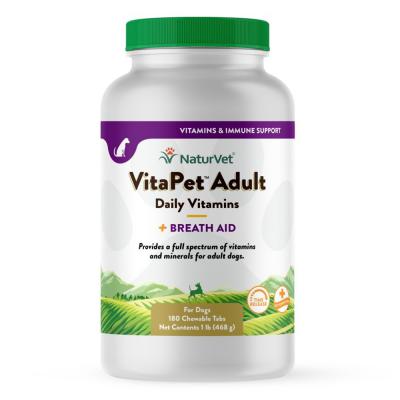 NaturVet Vita Pet Adult Plus Breath Aid Tablets Time Release Jar 180 Tablets 19 oz.