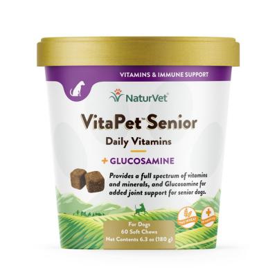 NaturVet VitaPet Senior Daily Vitamins and Glucosamine Soft Chew 60 Count