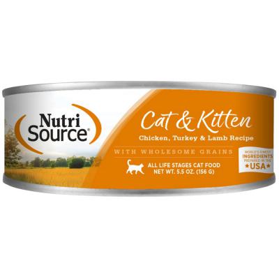 NutriSource Cat & Kitten All Life Stages Canned Cat Food Chicken Turkey & Lamb 5.5 oz.