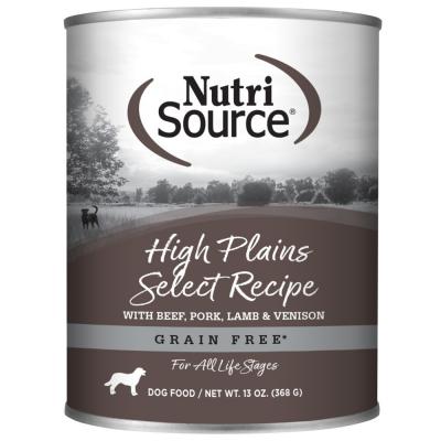 NutriSource Select Recipe Grain Free Canned Dog Food High Plains Select 13 oz.