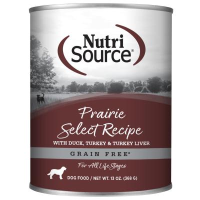 NutriSource Select Recipe Grain Free Canned Dog Food Prarie Select 13 oz.