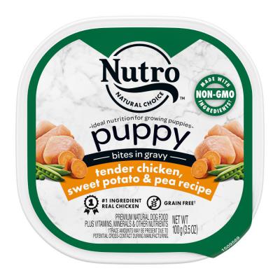 Nutro Grain Free Bites in. Gravy Puppy Wet Dog Food Tender Chicken Sweet Potato & Pea 3.5 oz.