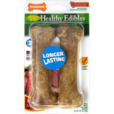 Nylabone Healthy Edibles Chew Treat Wolf Roast Beef Flavor 2 Pack