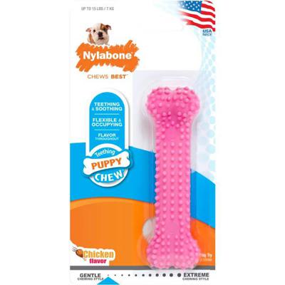 Nylabone Teething Chew Pink Petite Chicken Flavor