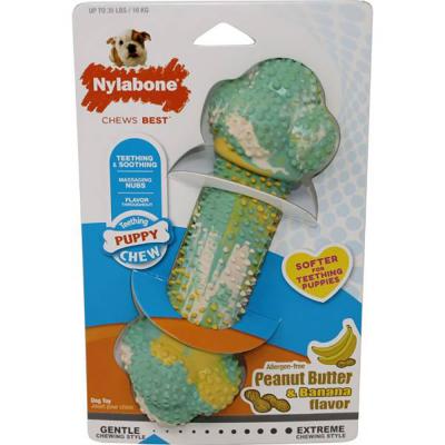 Nylabone Teething Double Action Chew Peanut Butter & Banana Flavor