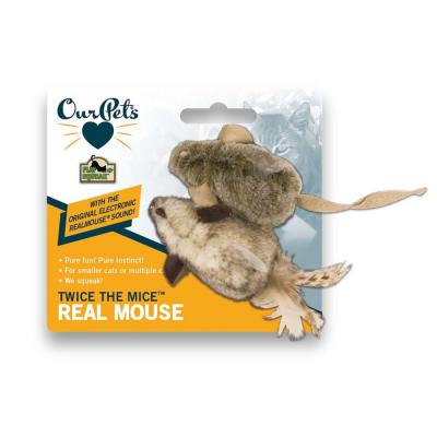 OurPets Twice the Mice Squeaking Mice Catnip Toy Brown 2 Pack