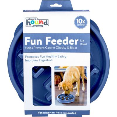 Outward Hound Fun Feeder Slo Bowl Large 4 Cup Blue