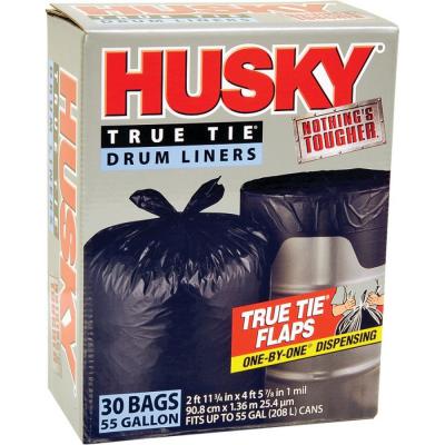 Poly America Husky Drum Liner 55 gal Black 30 ct