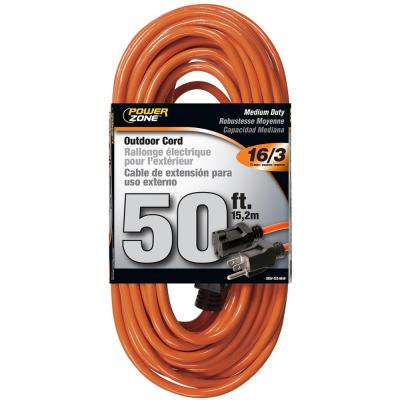 Powerzone Extension Cord 16 AWG Cable 5-15P Grounded Plug 5 15R Grounded Receptacle 50 ft. L 125 V