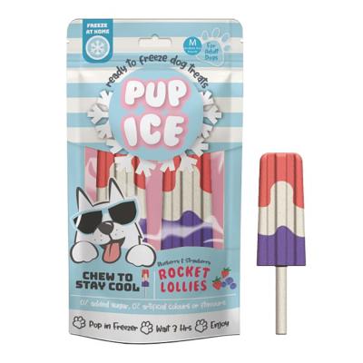 Pup Ice Rocket Lollies Strawberry & Blueberry Flavor Ready To Freeze Dog Treats Medium 2 Pack