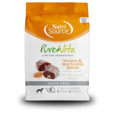 NutriSource PureVita Limited Ingredient Venison & Red Lentils Recipe Grain Free Dog Food 25 lb.