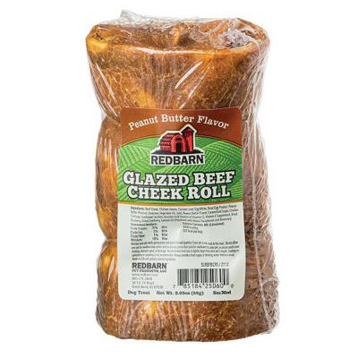 Redbarn Glazed Beef Cheek Roll Peanut Butter Small/Medium