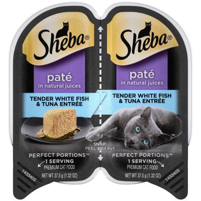 Sheba Perfect Portions Pate Wet Cat Food Tender Whitefish & Tuna 2.6 oz.