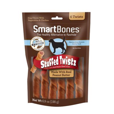 SmartBones Stuffed Twistz Dog Chew Peanut Butter 6 pack