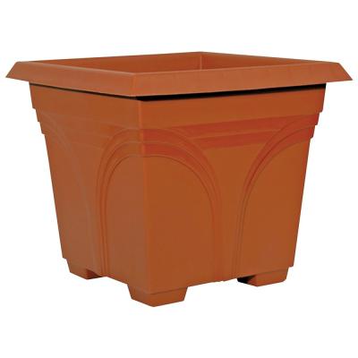 Southern Patio Deck Planter 13.08 in. H 14.88 in. W 14.88 in. D Square Plastic Terracotta