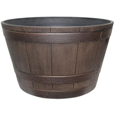 Southern Patio Planter 13.04 in. H 22.24 in. W 22.24 in. D Round Whiskey Barrel Design Resin