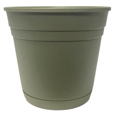 Southern Patio Planter with Saucer 6 in. Dia Round Poly Resin Olive Green Matte