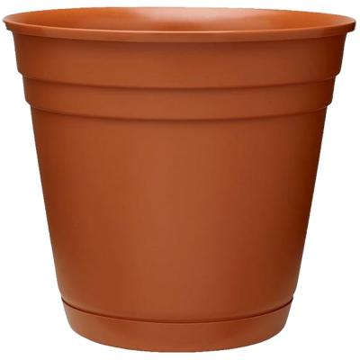 Southern Patio Planter with Saucer 6 in. Dia Round Poly Resin Terra Cotta Matte