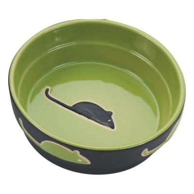 Spot Fresco Stoneware Cat Dish 5 in. Green