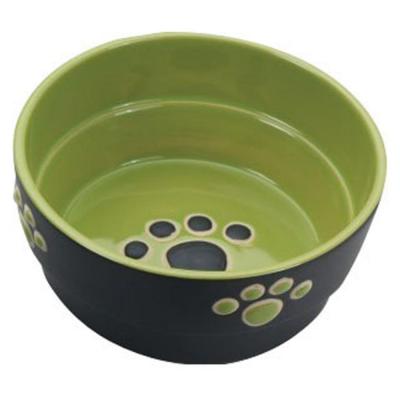 Spot Fresco Stoneware Dog Dish 5 in. Green