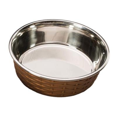 Spot Soho Basket Weave Dog Bowl Copper 55 oz.