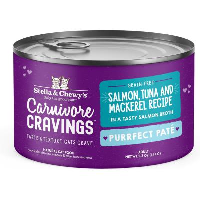 Stella & Chewy's Purrfect Pate Salmon Tuna & Mackerel Flavored Pate Wet Cat Food 5.2 oz.