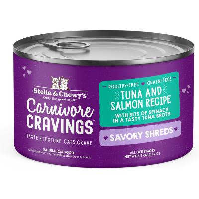 Stella & Chewy's Savory Shreds Tuna & Salmon Flavored Shredded Wet Cat Food 2.8 oz.