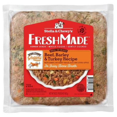 Stella & Chewy's Freshmade Beef, Barley & Turkey Recipe Gently Cooked Dog Food 16 oz.