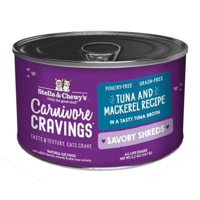 Stella & Chewy's Carnivore Cravings Savory Shreds Tuna & Mackerel Recipe 5.2 oz.