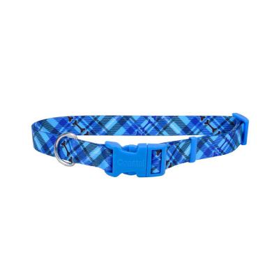 Styles Adjustable Dog Collar Plaid Bones