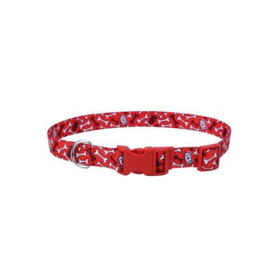 Styles Adjustable Dog Collar Red Bones