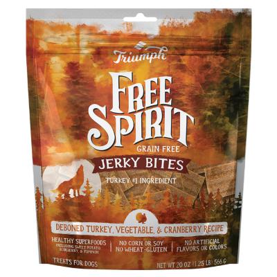 Free Spirit Grain Free Jerky Bites Turkey Vegetable & Cranberry Recipe 20 oz.