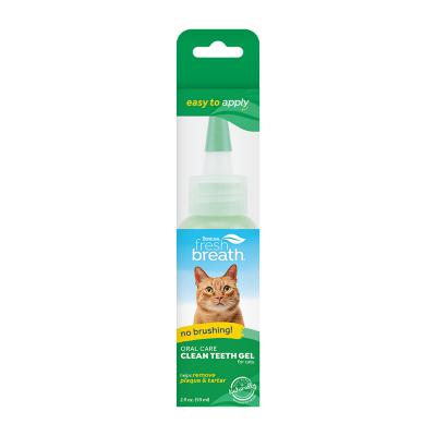 TropiClean Fresh Breath No Brushing Clean Teeth Dental & Oral Care Gel for Cats 2 oz.